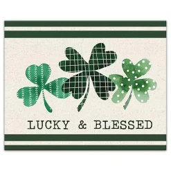 Lucky & Blessed Clover Trio Canvas Art Print