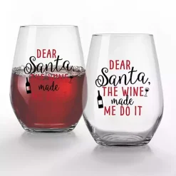Made Me Do It Christmas Wine Glasses, Set of 2