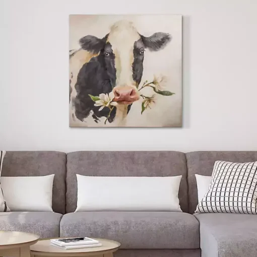 Magnolia Cow Canvas Art Print