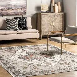 Mali Traditional Medallion Washable Area Rug, 5x8