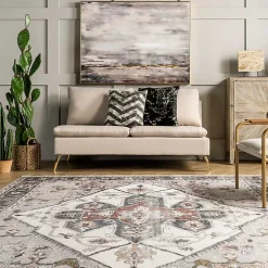 Mali Traditional Medallion Washable Area Rug, 5x8