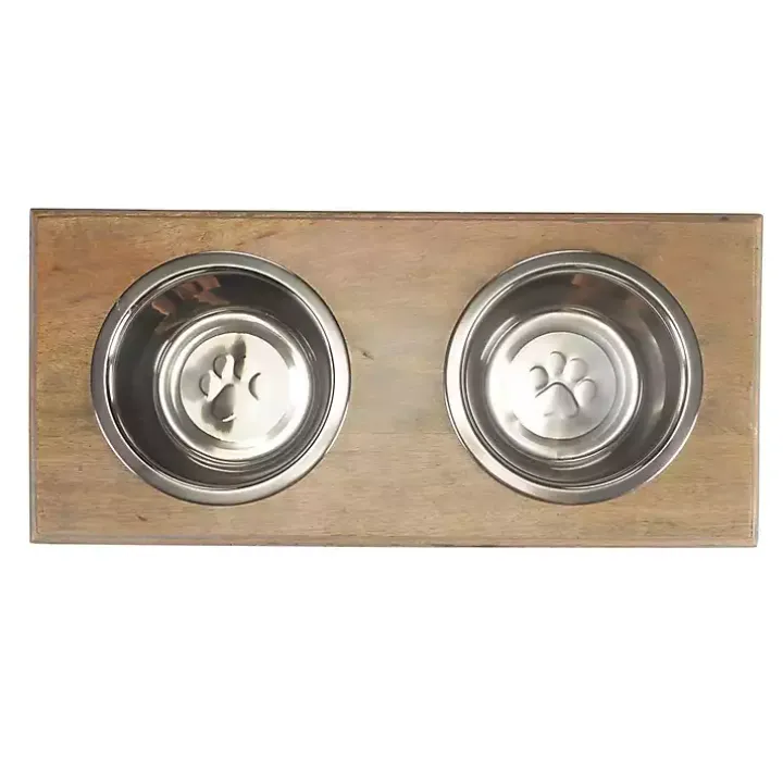 Mango Wood Heart Cutout Dog Bowl