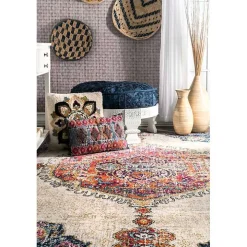 Mara Vintage Medallion Area Rug, 5x8