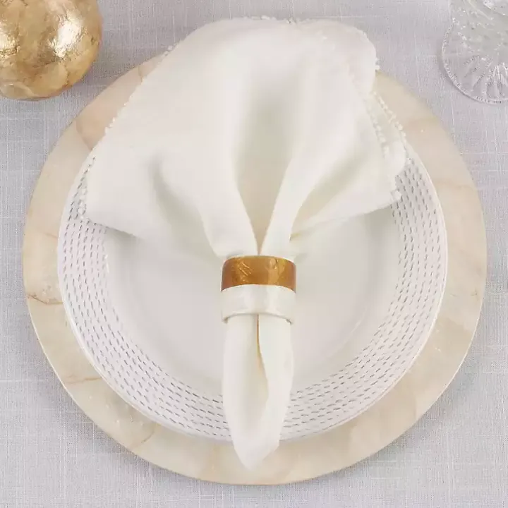 Marble and Wood Two Tone 4-pc. Napkin Ring Set