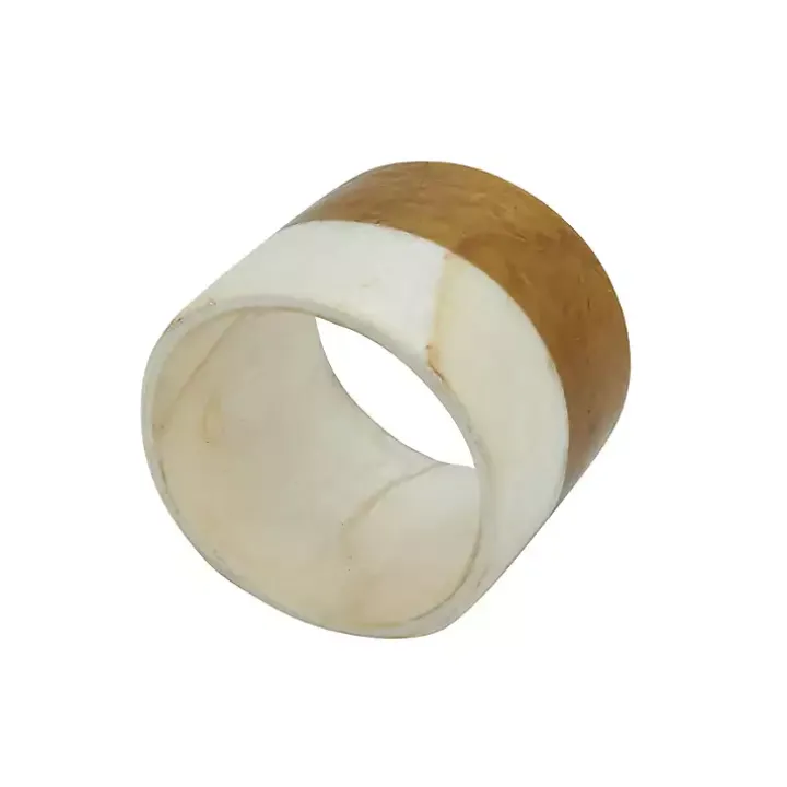 Marble and Wood Two Tone 4-pc. Napkin Ring Set