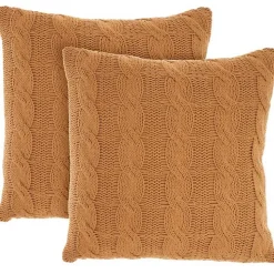 Marigold Cable Knit Throw Pillows, Set of 2