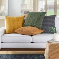 Marigold Cable Knit Throw Pillows, Set of 2