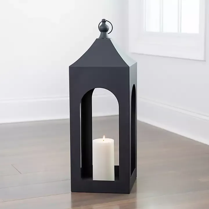 Matte Black Hampshire Metal Lantern, 30 in.