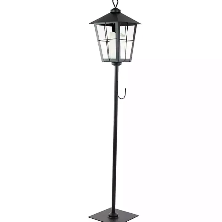 Matte Black Lantern Post with Wreath Holder