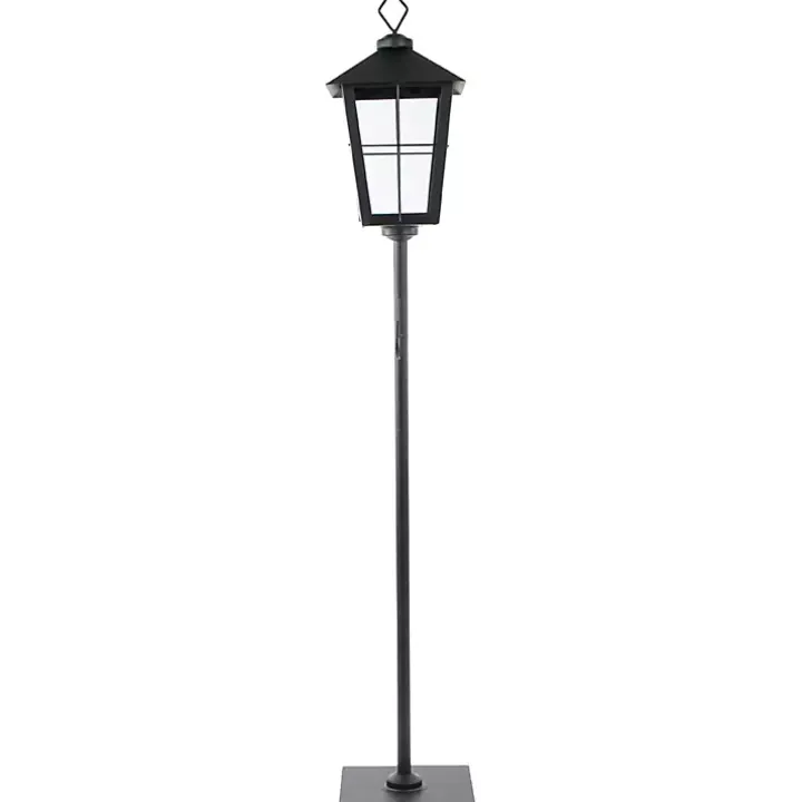 Matte Black Lantern Post with Wreath Holder