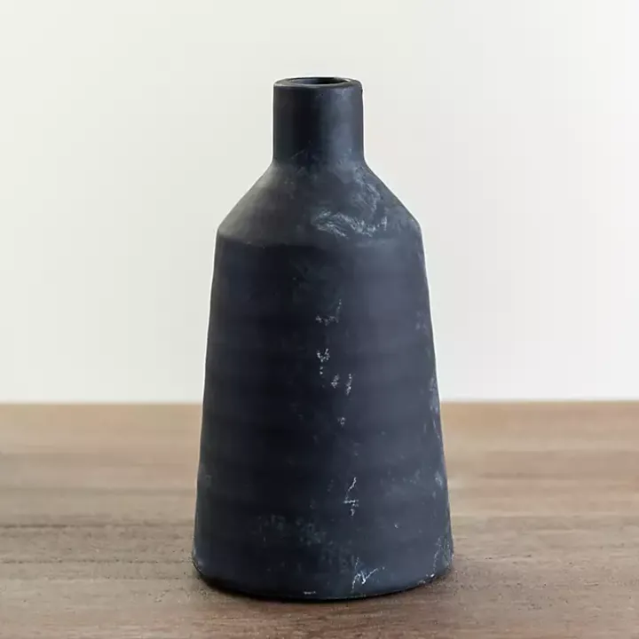 Matte Black Modern Vase, 9 in.