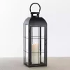 Matte Black Window Pane Lantern, 24 in.