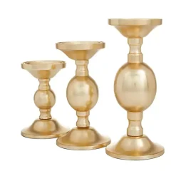 Matte Gold Metal 3-pc. Pillar Candle Holder Set