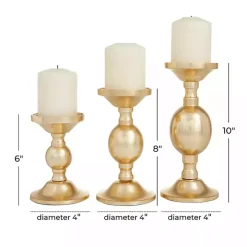 Matte Gold Metal 3-pc. Pillar Candle Holder Set