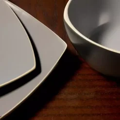 Matte Gray and Black 16-pc. Dinnerware Set