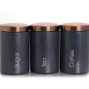 Matte Gray and Copper 3-pc. Canister Set