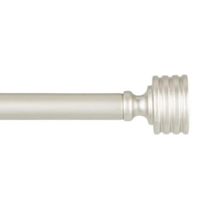 Matte Nickel Stacked Cylinder Curtain Rod, 120 in.