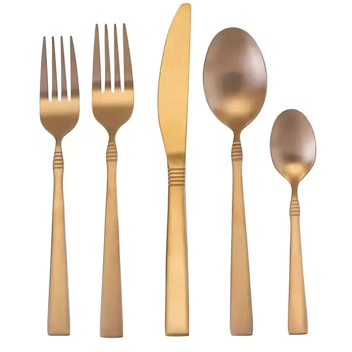 Matte Rose Gold Rounded 20-pc. Flatware Set