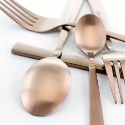 Matte Rose Gold Rounded 20-pc. Flatware Set