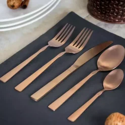 Matte Rose Gold Rounded 20-pc. Flatware Set