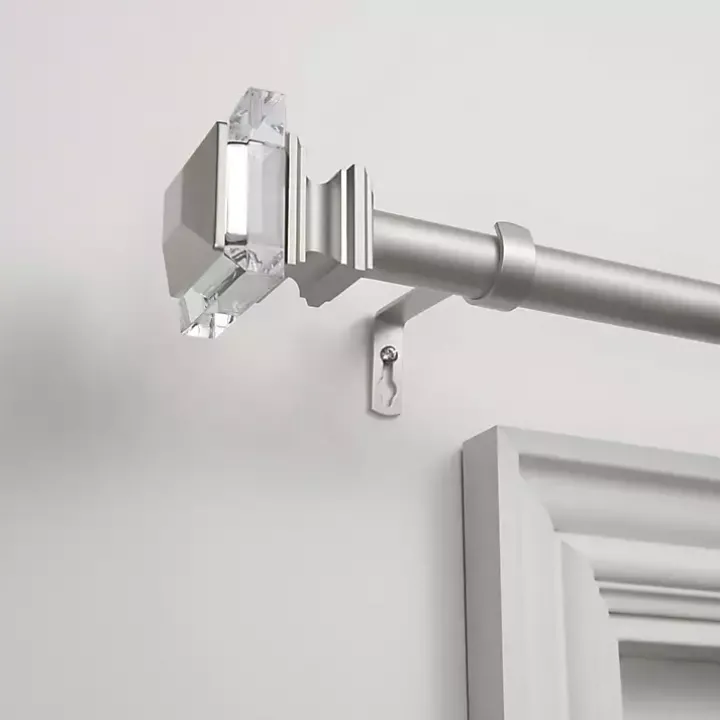 Matte Silver Adjustable Prism Curtain Rod, 72 in.