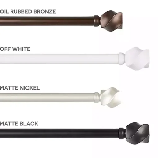 Matte Silver Modern Twist Curtain Rod, 120 in.