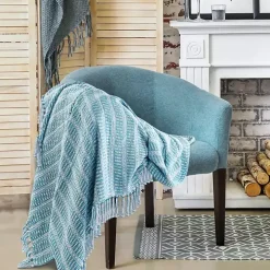 Maui Blue Striped Fringe Throw