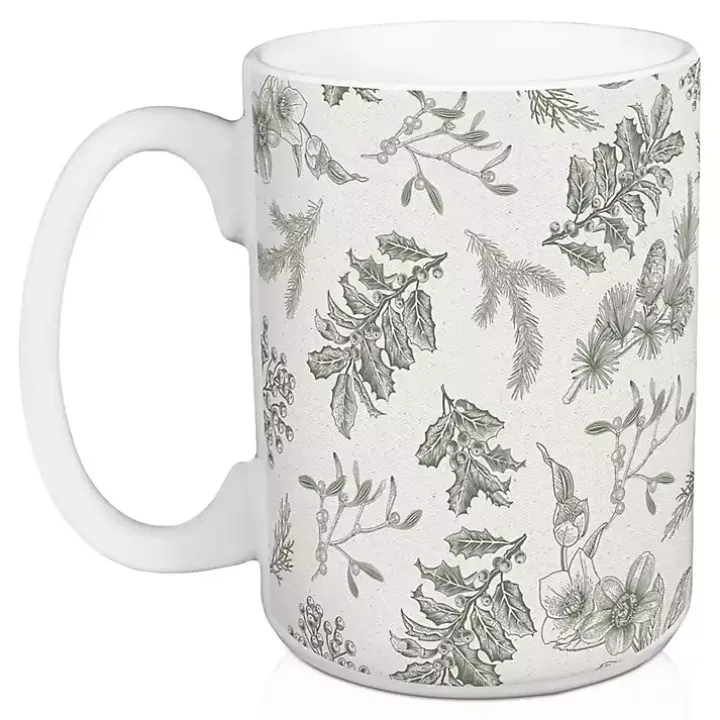 Merry & Bright Wreath Christmas Mugs, Set of 2