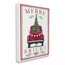 Merry and Bright Truck Canvas Wall Plaque