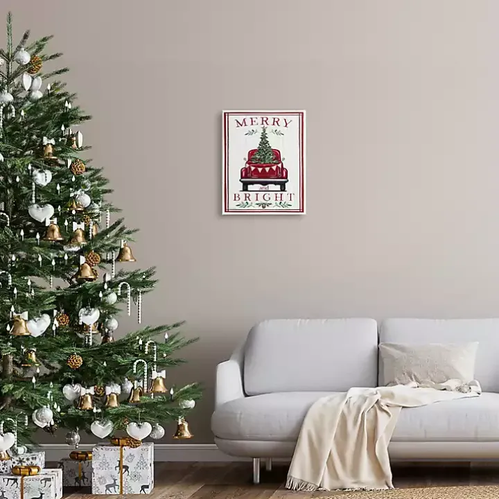 Merry and Bright Truck Canvas Wall Plaque