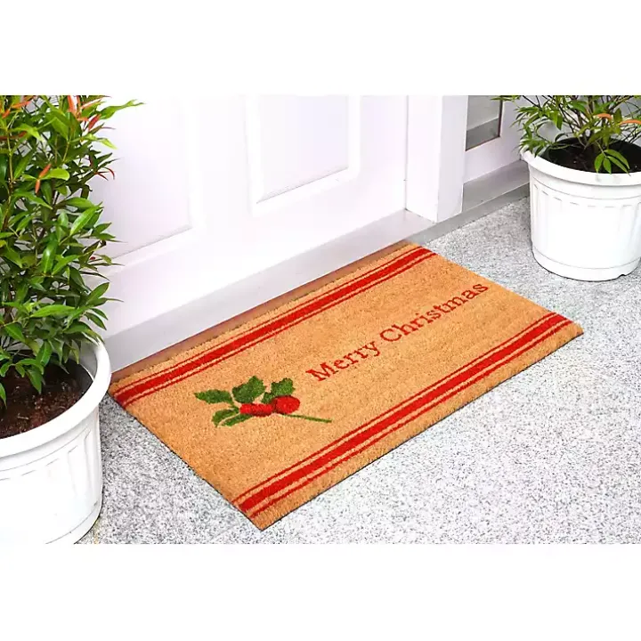 Merry Christmas Berry Sprig Doormat