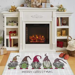 Merry Christmas Gnome Plaid Accent Rug