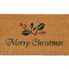 Merry Christmas Holly Branch Doormat