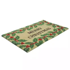 Merry Christmas Holly Doormat