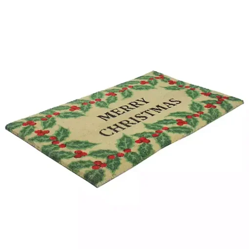 Merry Christmas Holly Doormat