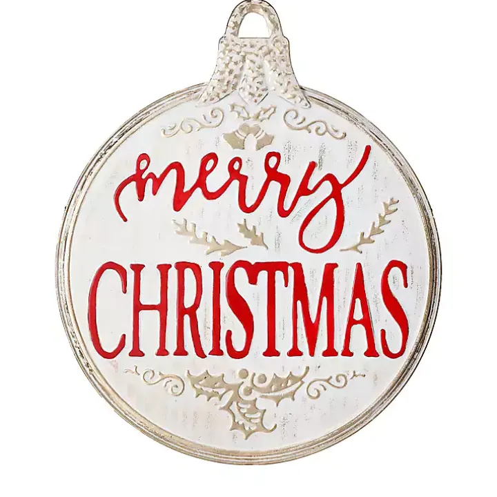 Merry Christmas Metal Ornament Wall Plaque