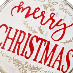 Merry Christmas Metal Ornament Wall Plaque