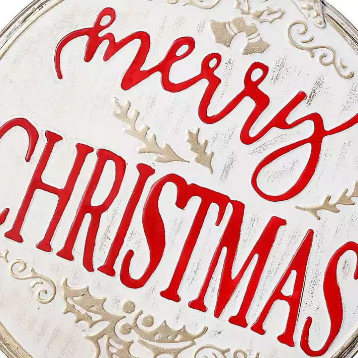Merry Christmas Metal Ornament Wall Plaque