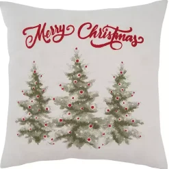 Merry Christmas Pine Trees Pillow
