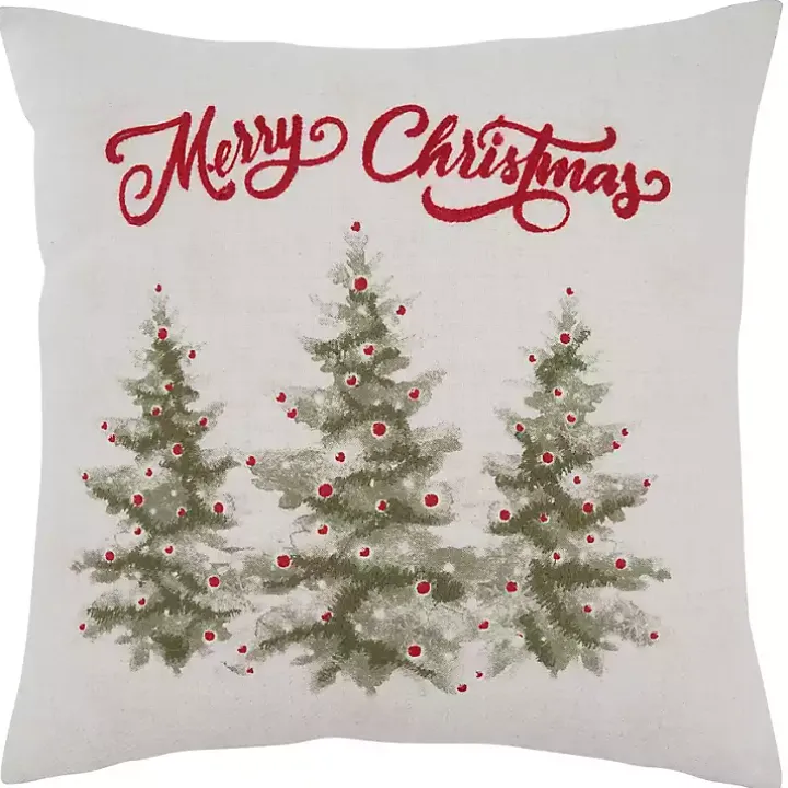 Merry Christmas Pine Trees Pillow