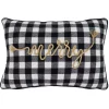 Merry Gingham Felt Lumbar Pillow