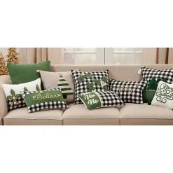 Merry Gingham Felt Lumbar Pillow