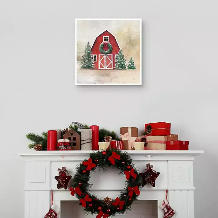 Merry Red Barn Framed Canvas Art Print