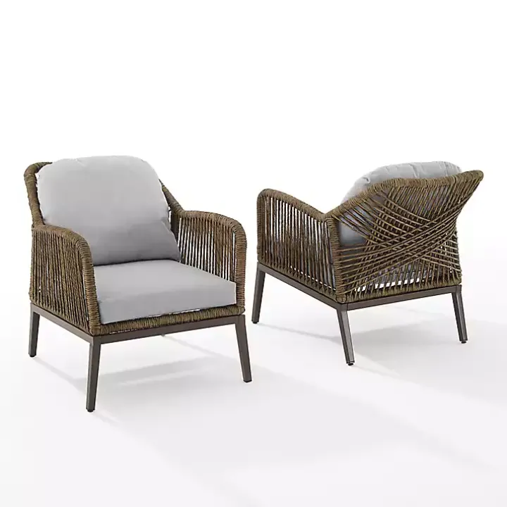 Metal Rope Outdoor Chairs with Cushions, Set of 2
