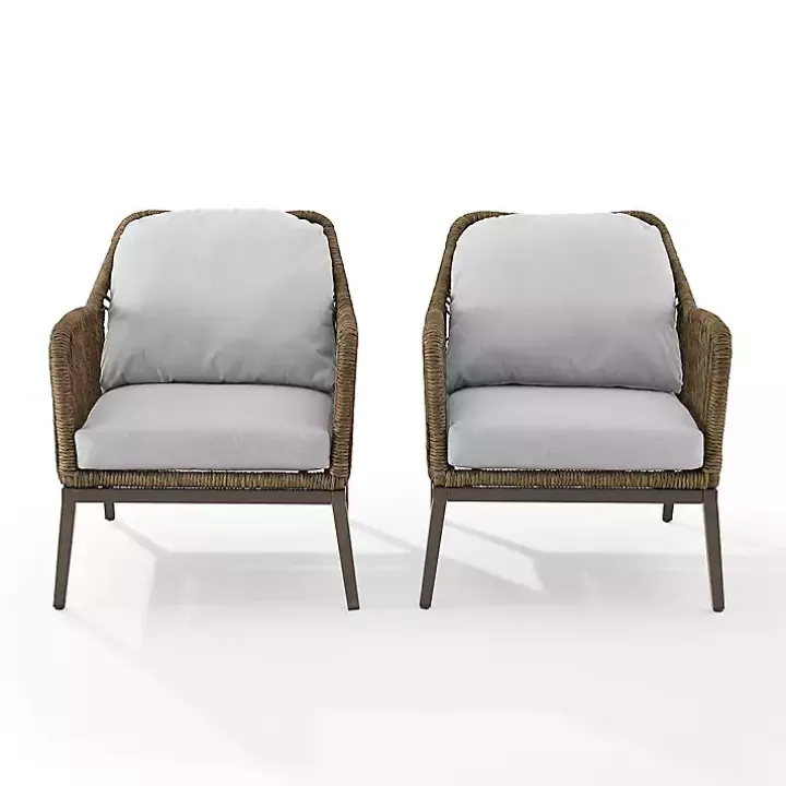 Metal Rope Outdoor Chairs with Cushions, Set of 2