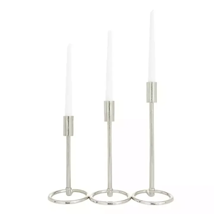 Metallic Loop Base Taper Candle Holders, Set of 3