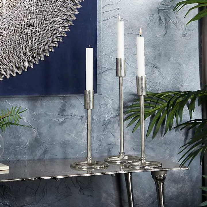 Metallic Loop Base Taper Candle Holders, Set of 3
