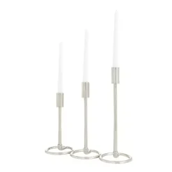 Metallic Loop Base Taper Candle Holders, Set of 3