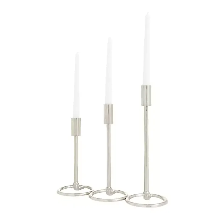 Metallic Loop Base Taper Candle Holders, Set of 3