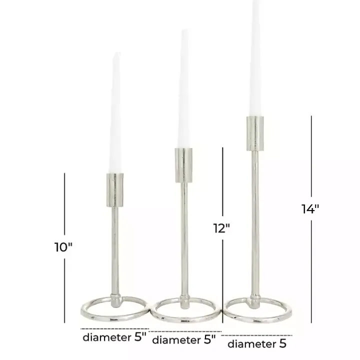 Metallic Loop Base Taper Candle Holders, Set of 3